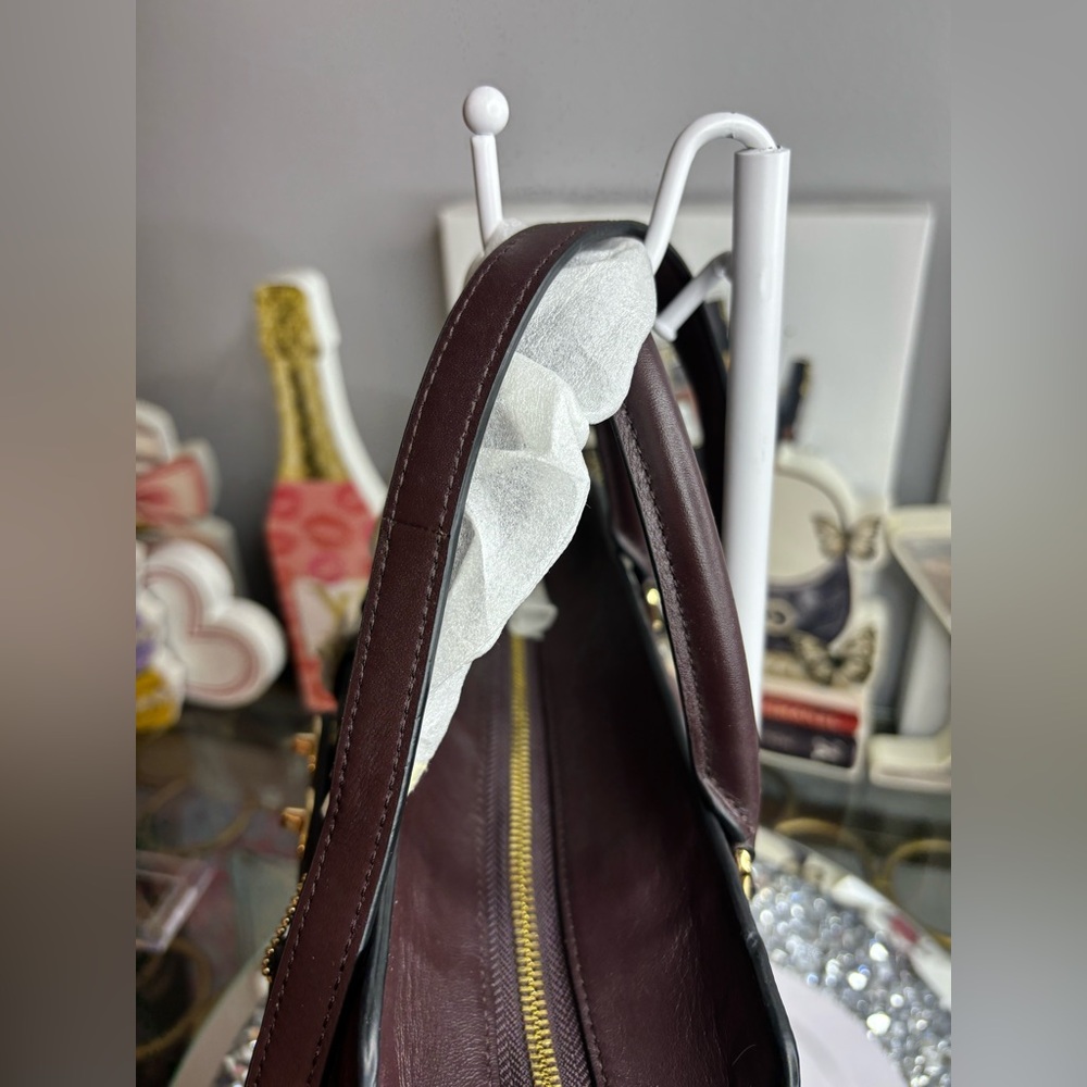 Coach Dark Purple Satchel with Gold Accents - Picture 10 of 15